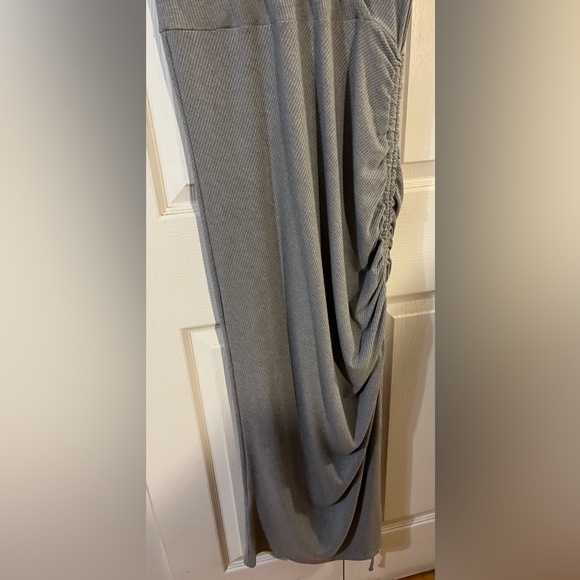 Rachel Zoe LA NY V-Neck Maxi Dress Adjustable Side Slit & Ruching Grey Size S - Picture 5 of 11